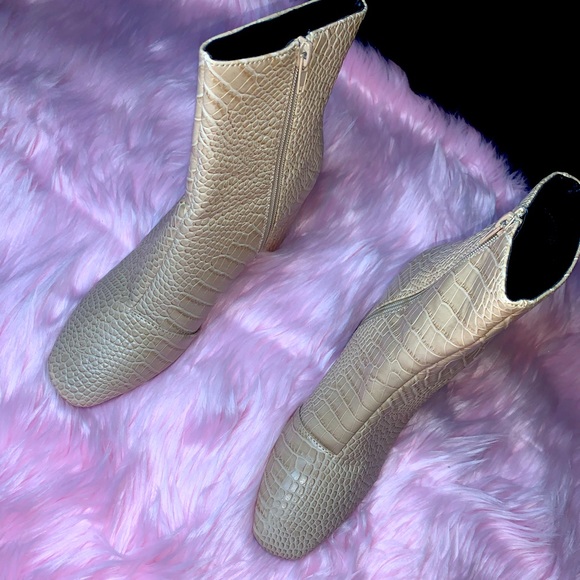 Nude Faux Croc Zipper Boot - Picture 14 of 14